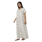 JSS 12013-Printed Poly Viscose Square Neck Half Sleeved Nighty - Image 3