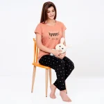 R-PJ-19704 Peach Peachy New Year- Nightwear-Night Suit