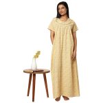SCK 7002-Printed Poly Viscose Nighty Round Neck Half Sleeves