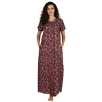 SCR460856 - Printed Poly-Viscose Nighty for Women – Round Neck, Half Sleeves - Image 2