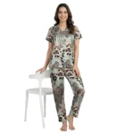 JRB2017 - Luxury Satin Lounge Set with Abstract Animal Print