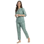 JRB2097 – Mandarin Neck Rayon Printed Night Suit Set