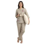 JRB2101 – Mandarin Neck Premium Rayon Floral Print Night Suit Set