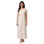 SCR470010 - Printed Chikan Cotton Nighty Soft & Comfortable