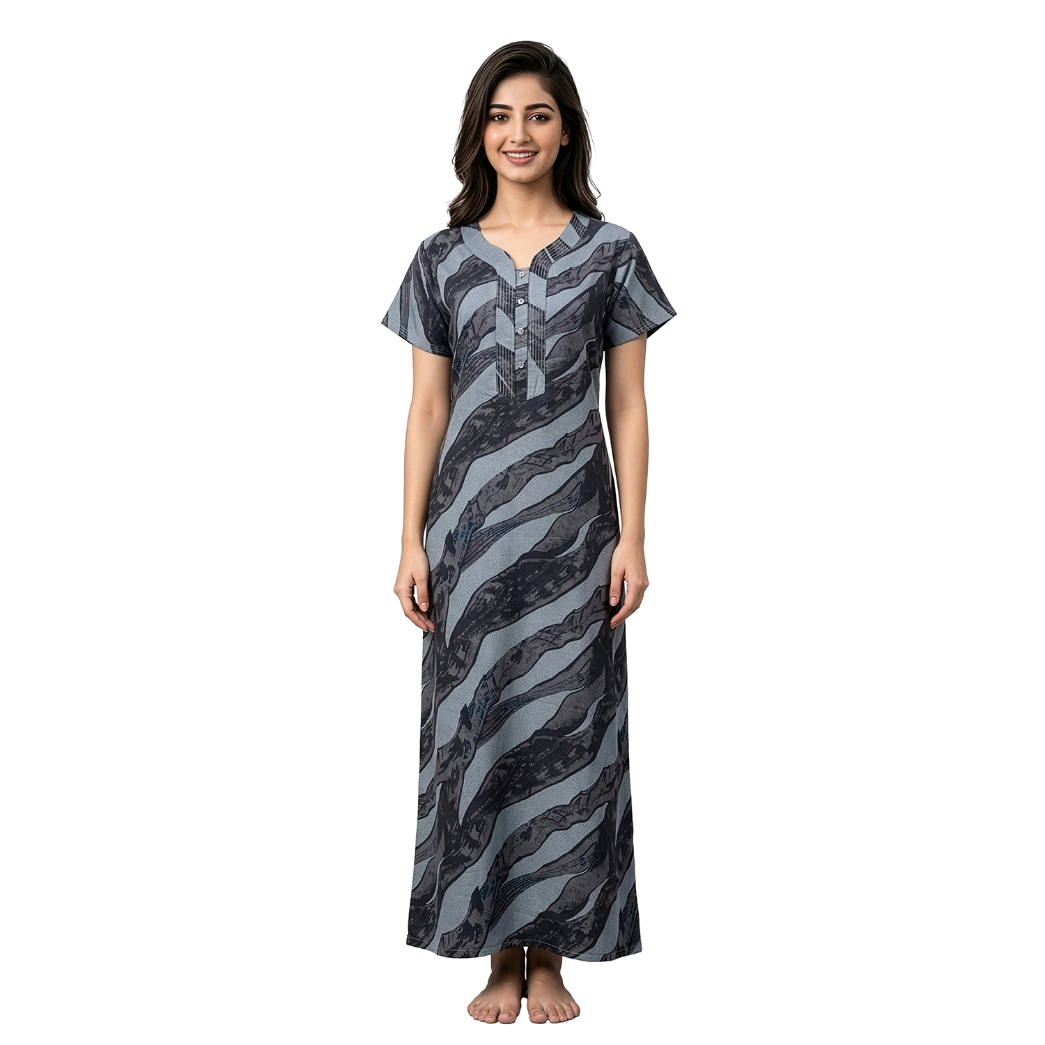 SCH460909BLUE(1) SCH460949-Printed Alpine Nighty Soft and Comfortable Sleepwear - Image 1