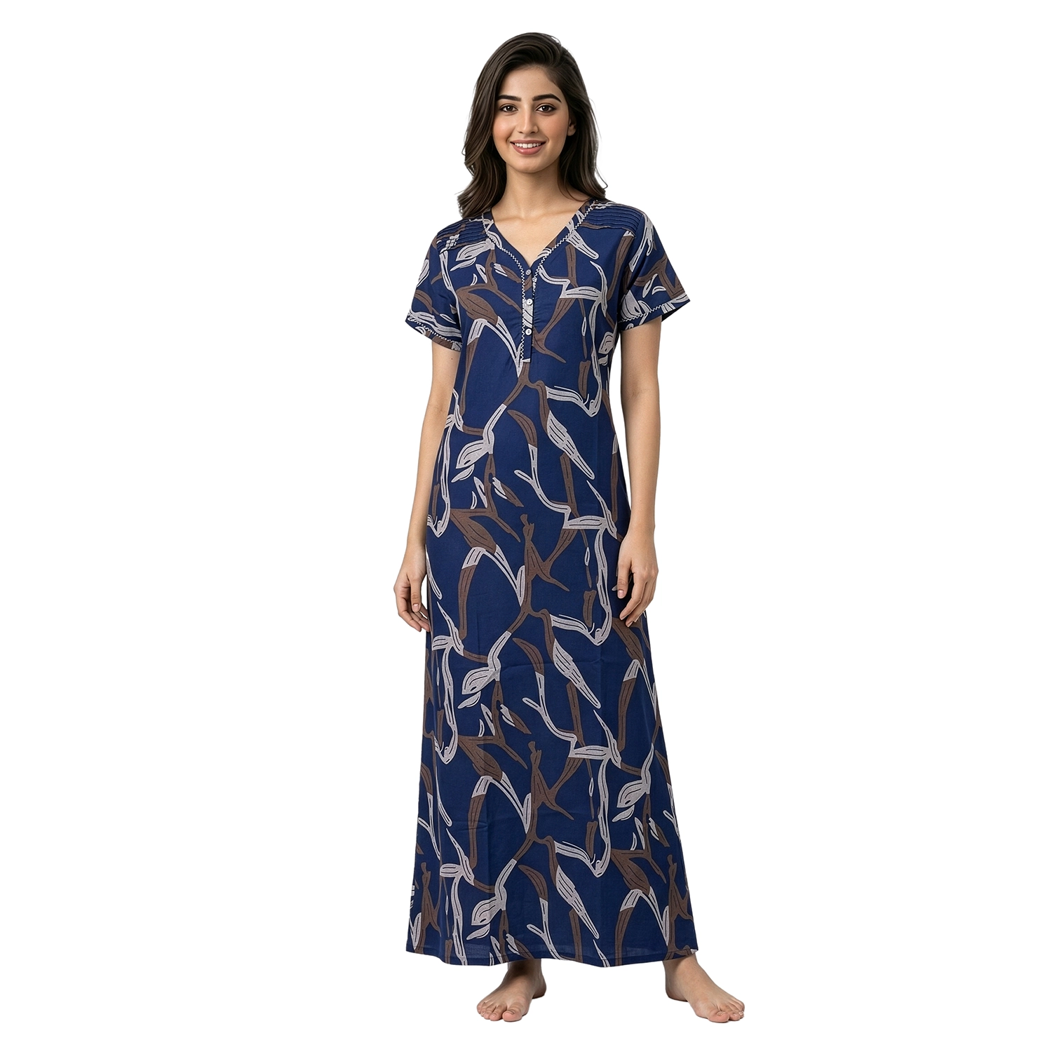 SCH460949BLUE(1) SCH460949-Printed Alpine Nighty Soft and Comfortable Sleepwear - Image 1