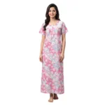SCR470008-Printed Chikan Cotton Nighty Soft & Comfortable Sleepwear