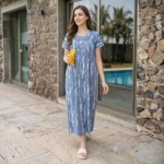 JSS-14089-Poly Viscose Printed Full Length Nighty Soft & Breathable