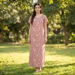 JSS-14085-Poly Viscose Printed Full Length Nighty Soft & Breathable
