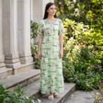 SCR-470266-Rayon Printed Full Length Nighty Soft & Breathable  Night Gown Round Neck
