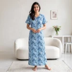 JSS-14088-Poly Viscose Floral Printed Full Length Nighty Soft & Breathable