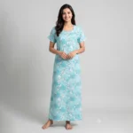 JSS-14090-Poly Viscose Floral Printed Full Length Nighty Soft & Breathable