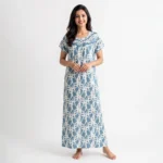 JSS-14095-Poly Viscose Floral Printed Full Length Nighty Soft & Breathable