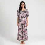 SCH-470365-Rayon Printed Full Length Nighty Soft & Breathable  Night Gown V-Neck