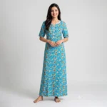 SCR-10112-Rayon Printed Full Length Nighty Soft & Breathable  Night Gown Round Neck