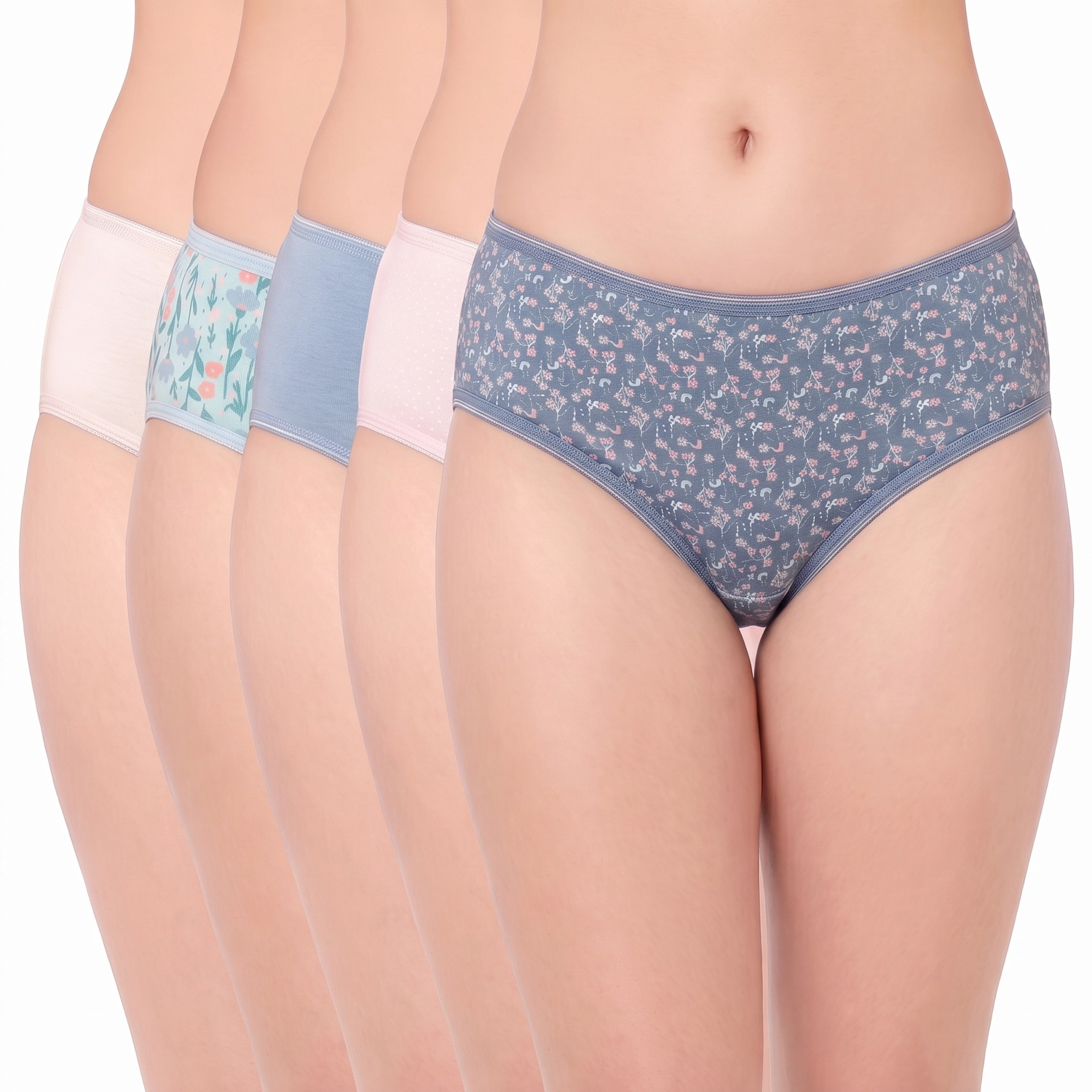 7544 combo 7544 – Cotton Hipster Premium Panties Set Of 5 Stretchable Fabric - Image 1